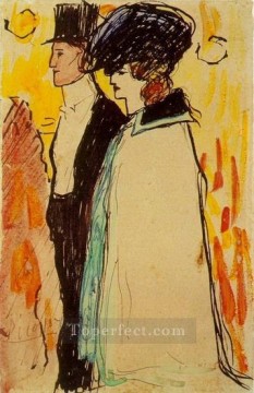 パブロ・ピカソ Painting - ラスタクエールのカップル 1901年 パブロ・ピカソ